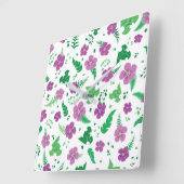 ムラサキヒビスカス スクエア壁時計 (傾斜)