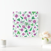 ムラサキヒビスカス スクエア壁時計 (ホーム)