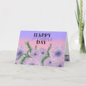 ムラサキピンクの花とグリーンの葉 母の日 カード (正面)
