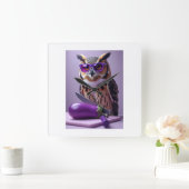 ムラサキフクロウクロック スクエア壁時計 (ホーム)