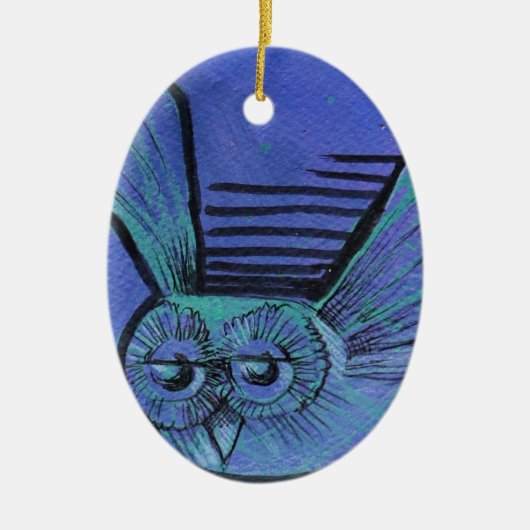 ムラサキフクロウ セラミックオーナメント (正面)