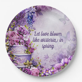 ムラサキフジのウェディングシャワープレートとケーキ ペーパープレート