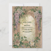 ムラサキフジの花とグリーンが彩るモダンウェディング 招待状 (正面)