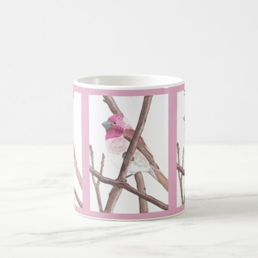 ムラサキマシコの水彩画のマグ コーヒーマグカップ (中央)