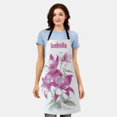 ムラサキユリのパーソナライズされた花 エプロン (着用した状態)