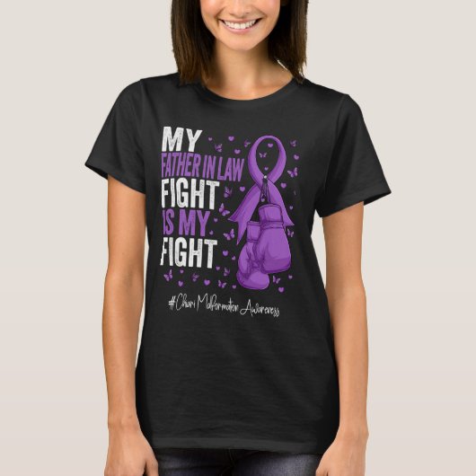 ムラサキリボン義父Chiari Malformation Aw Tシャツ (正面)