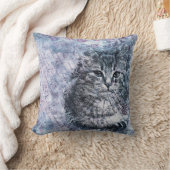 ムラサキ水彩猫 クッション (ブランケット)