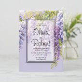 ムラサキ色のフローラ結婚藤 招待状 (スタンド正面)