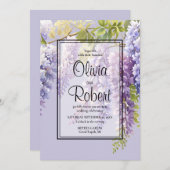 ムラサキ色のフローラ結婚藤 招待状 (正面/裏面)