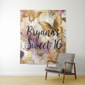 ムラサキ＆ゴールドの蝶 水彩の美しい蝶たち タペストリー (インサイチュ)