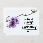 ムラサキ シカモアの花の誕生日 ポストカード (正面/裏面)