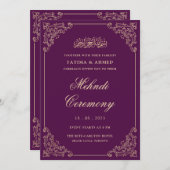 ムラスリムのムスリム結婚の紫 招待状 (正面/裏面)