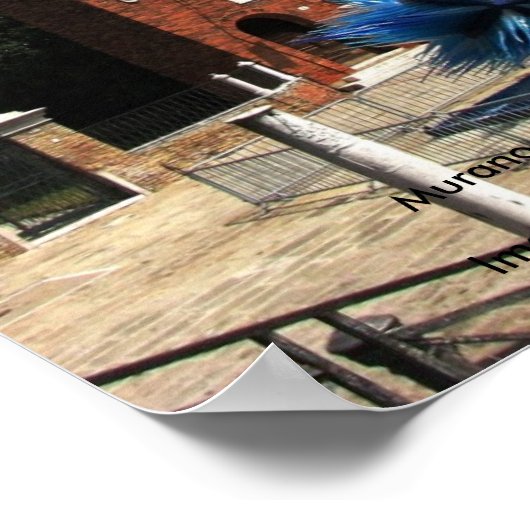 ムラーノ、イタリア時計塔とガラス彫刻 ポスター (角)