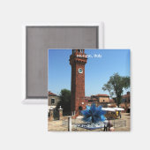 ムラーノ、イタリア時計塔とガラス彫刻 マグネット (正面/裏面)