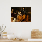 ムリロの小さな鳥を持つ聖家族 ポスター (キッチン)