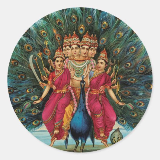 ムルガンカルティケヤンスカンダスブラマヤンヒンズー教神 ラウンドシール (正面)