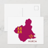 ムルシアの地図/国旗 ポストカード (正面/裏面)