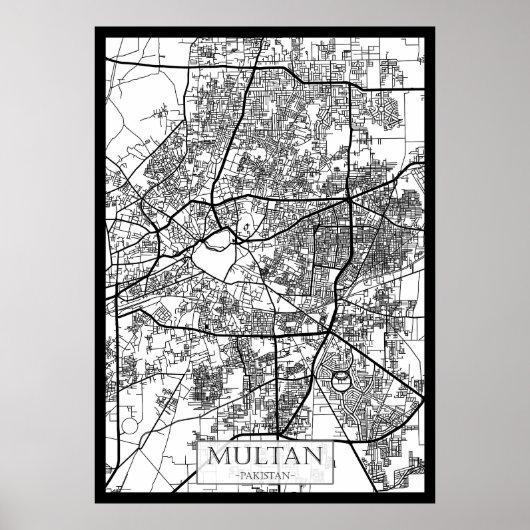 ムルターン パキスタン 街地図 ポスター (正面)