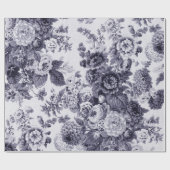 ムルベリーブルーパープルトーンヴィンテージフローラ ラッピングペーパー (フラット)