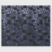 ムルベリーブルーパープルブラックグラデーションフローラつる植物 ラッピングペーパー (フラット)