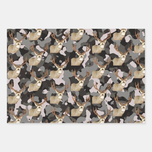 ムレカッコいいディアバック迷彩柄魚釣りメンズ ラッピングペーパーシート (正面3)