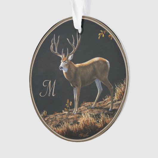 ムレディアバック秋トロフィー〔雄ジカの〕枝角モノグラム オーナメント (正面)
