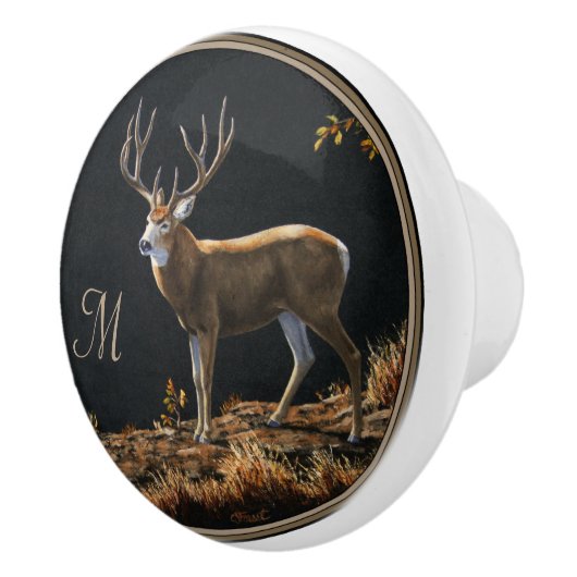 ムレディアバック秋トロフィー〔雄ジカの〕枝角モノグラム セラミックノブ (右)