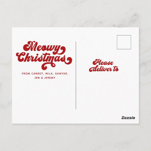 ムワイクリスマスシンプルおもしろいモダンフォトホリデー ポストカード (裏面)