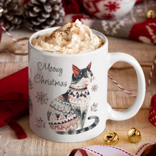 ムワイクリスマスメリークリスマスコージー猫好き コーヒーマグカップ