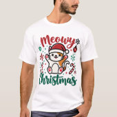 ムワイクリスマス – かわいいフェスティバルキャットホリデイ Tシャツ (正面)