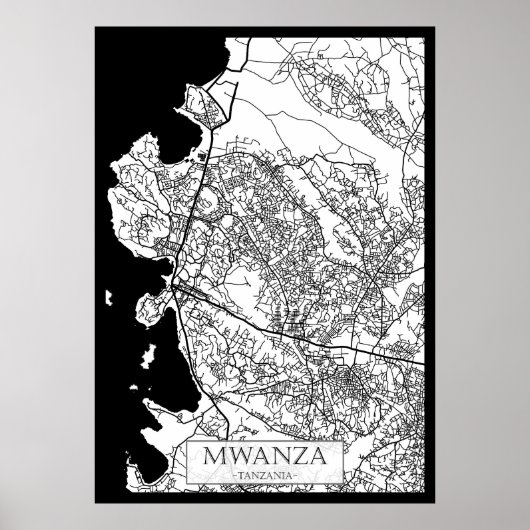 ムワンザ タンザニア 都市地図 ポスター (正面)