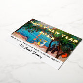 ムンクのビーチでのダンスから新年をお祝いします 箔シーズンカード (回転した状態)