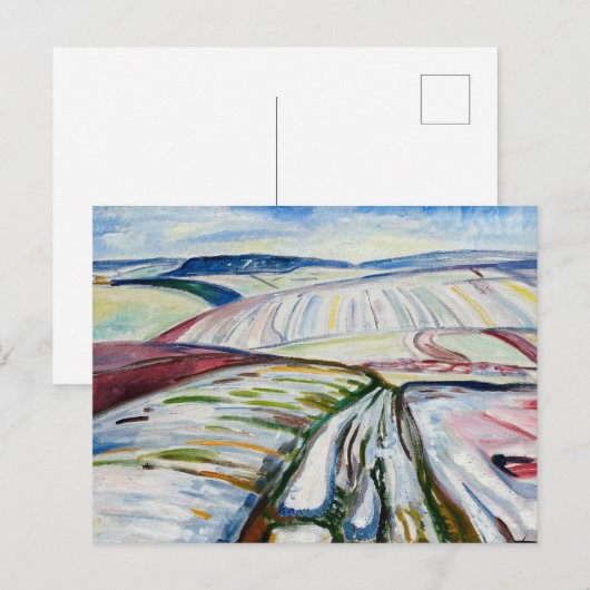ムンシュの表現主義的な冬のフィールドの雪のアート ポストカード (正面/裏面)