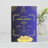 ムンダンセレモニーGaneshaロゴ王室のゴールデン&ティール（緑がかった色） 招待状 (スタンド正面)