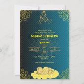 ムンダンセレモニーGaneshaロゴ王室のゴールデン&ティール（緑がかった色） 招待状 (正面)