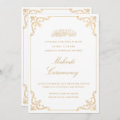 ムンディホワイト金ゴールドイスラム結婚教徒 招待状 (正面/裏面)