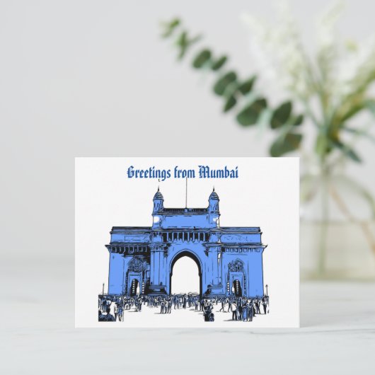 ムンバイのはがきからの挨拶 ポストカード (スタンド正面)