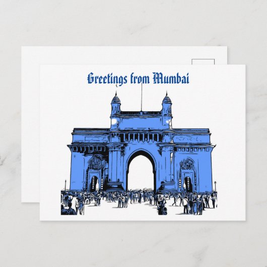 ムンバイのはがきからの挨拶 ポストカード (正面/裏面)