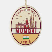 ムンバイインディアシティスカイラインエンブレム セラミックオーナメント (右)