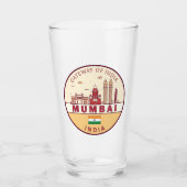 ムンバイインディアシティスカイラインエンブレム タンブラーグラス (正面)