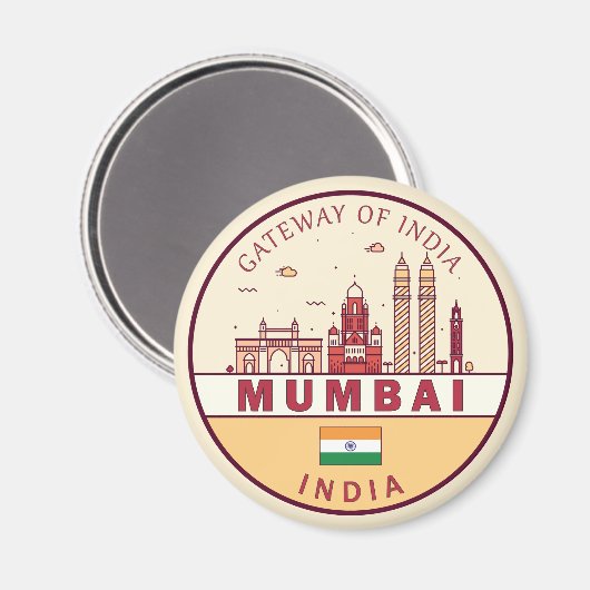 ムンバイインディアシティスカイラインエンブレム マグネット (正面/裏面)