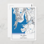 ムンバイインディアシティマップトラベルシンプル ポストカード (正面/裏面)