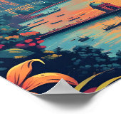 ムンバイインディアヴィンテージアートトラベルイラストレーション ポスター (角)