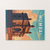 ムンバイインドイラストレーショントラベルアートヴィンテージ ジグソーパズル (横)