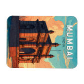 ムンバイインドイラストレーショントラベルアートヴィンテージ マグネット (横)