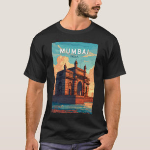 ムンバイインドイラストレーショントラベルアートヴィンテージ Tシャツ
