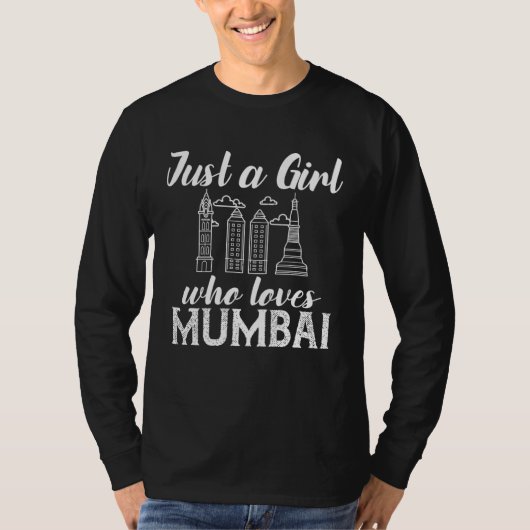 ムンバイ インド 都市スカイライン マップ 旅行 Tシャツ (正面)