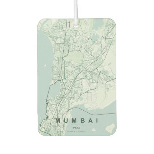 ムンバイ インド 都市地図 & カスタムテキスト カーエアーフレッシュナー