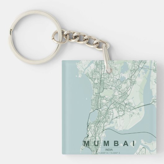 ムンバイ インド 都市地図 & カスタムテキスト キーホルダー (正面)