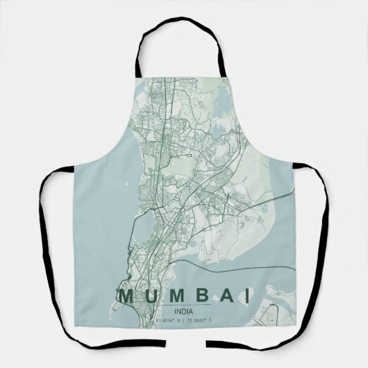 ムンバイ インド 都市地図 ミニマル デザイン エプロン (正面)
